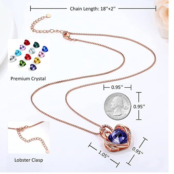 New Purple Swan Pendant Necklace - Picture 4 of 8